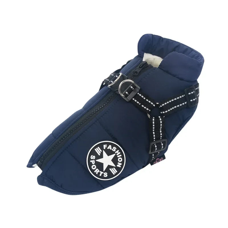 Manteau bleu marine avec harnais intégré