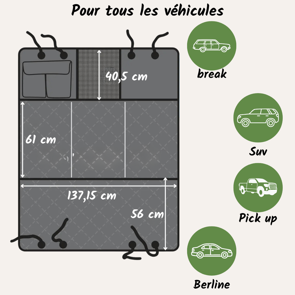 Dimensions de la bâche de protection voiture, adaptée aux breaks, SUV, pick-up et berlines