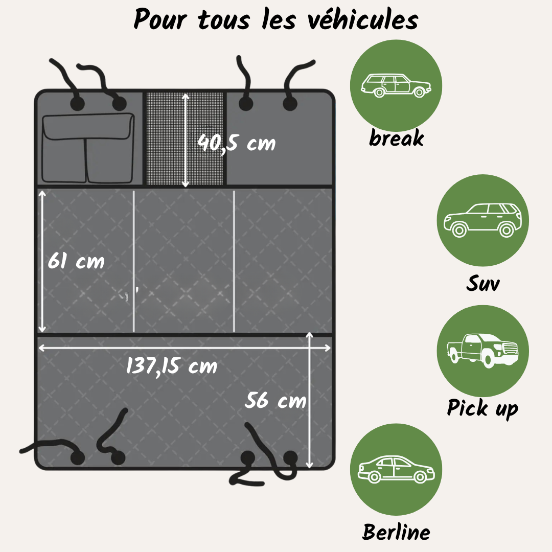 Bâche Protection Voiture Chien - Voyage Serein