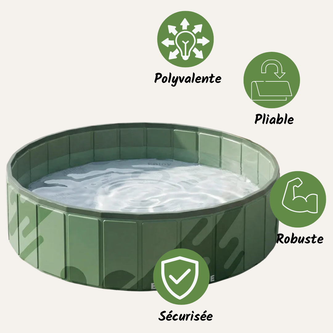Piscine pliable pour chien verte : polyvalente, pliable, robuste et sécurisée
